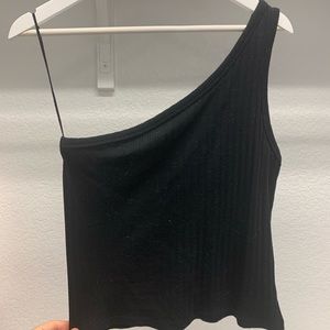 AE Black Ribbed One Shoulder Tank